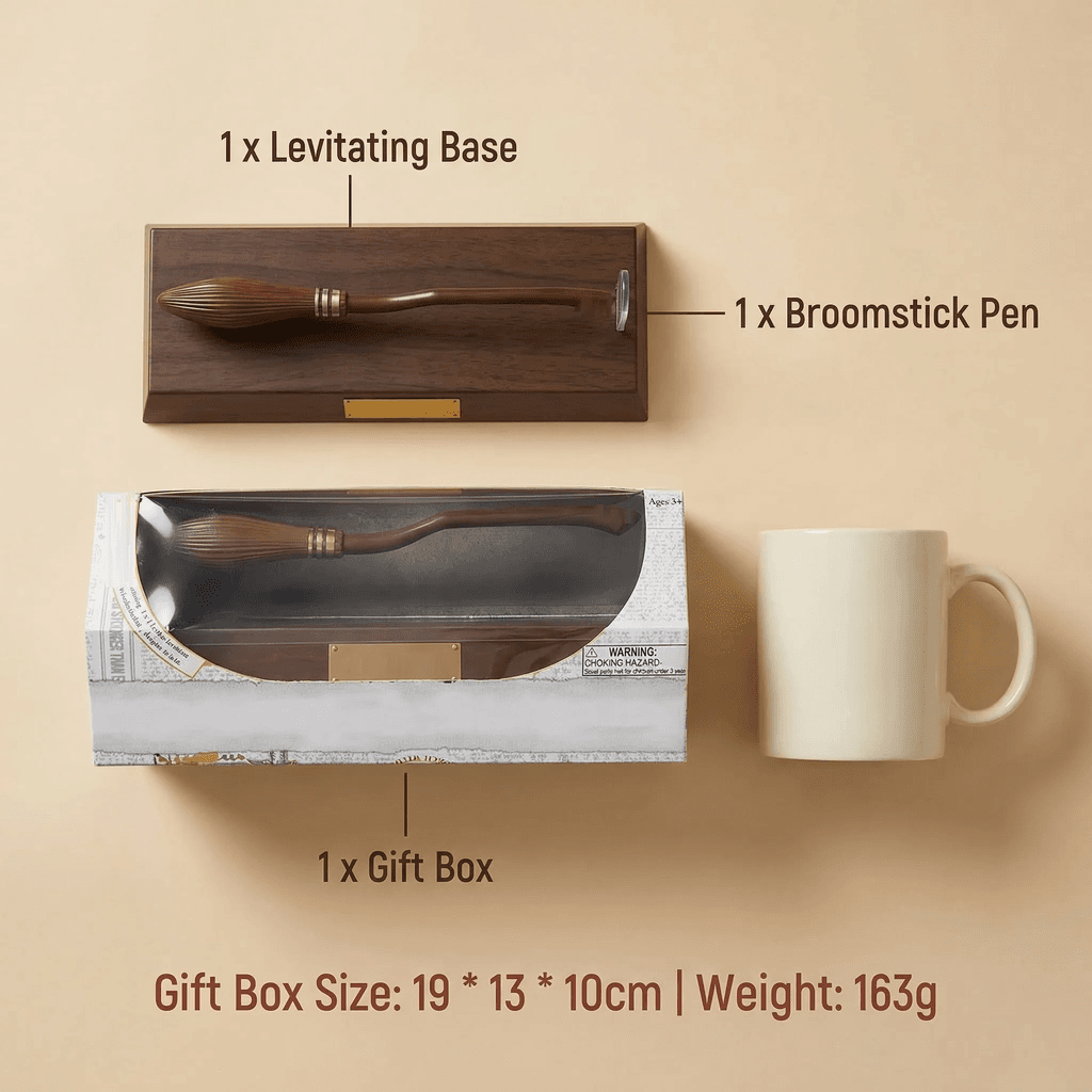 What's in the box: broom pen, levitating base and gift box